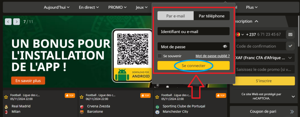 Connexion au site web et au compte personnel