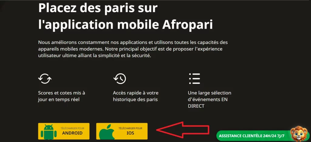 Téléchargement : Application mobile du bookmaker
